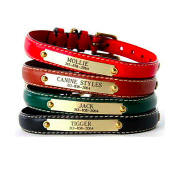 Classic Flat Leather Personalized Engraved Dog Collars